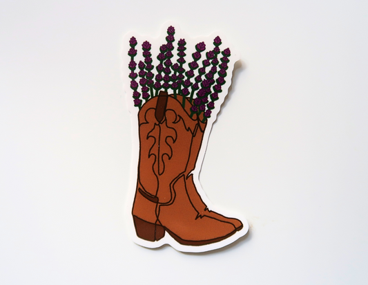 LAVENDER COWBOY BOOT STICKER